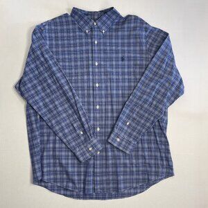 Ralph Lauren Shirt Men’s XXL 2XL Classic Fit Button Down Plaid Blue White Pony